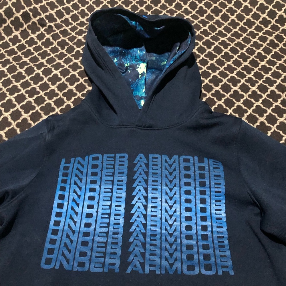 Under ARMOUR Youth Medium Logo Hoodie Blue Pullover R17